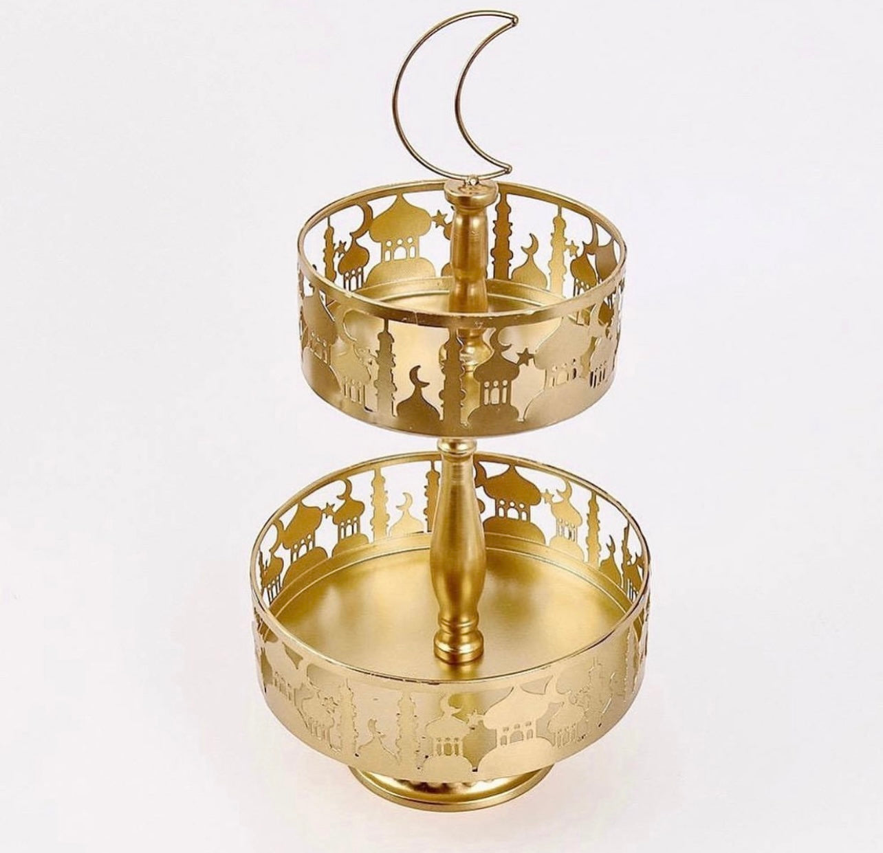 2 tier gold mosque tray